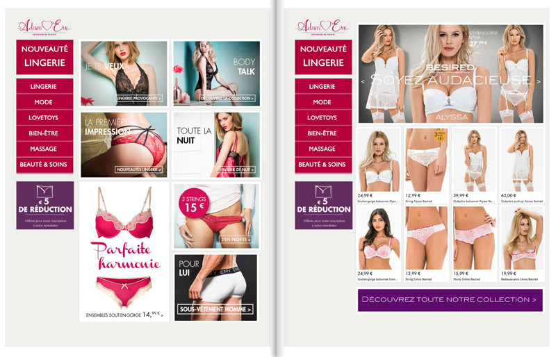Les nouveautés de Lingerie Adam et Eve Les nouveautés de Lingerie Adam et Eve