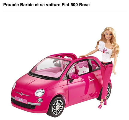 Barbie et sa voiture Fiat 500 Rose Barbie et sa voiture Fiat 500 Rose