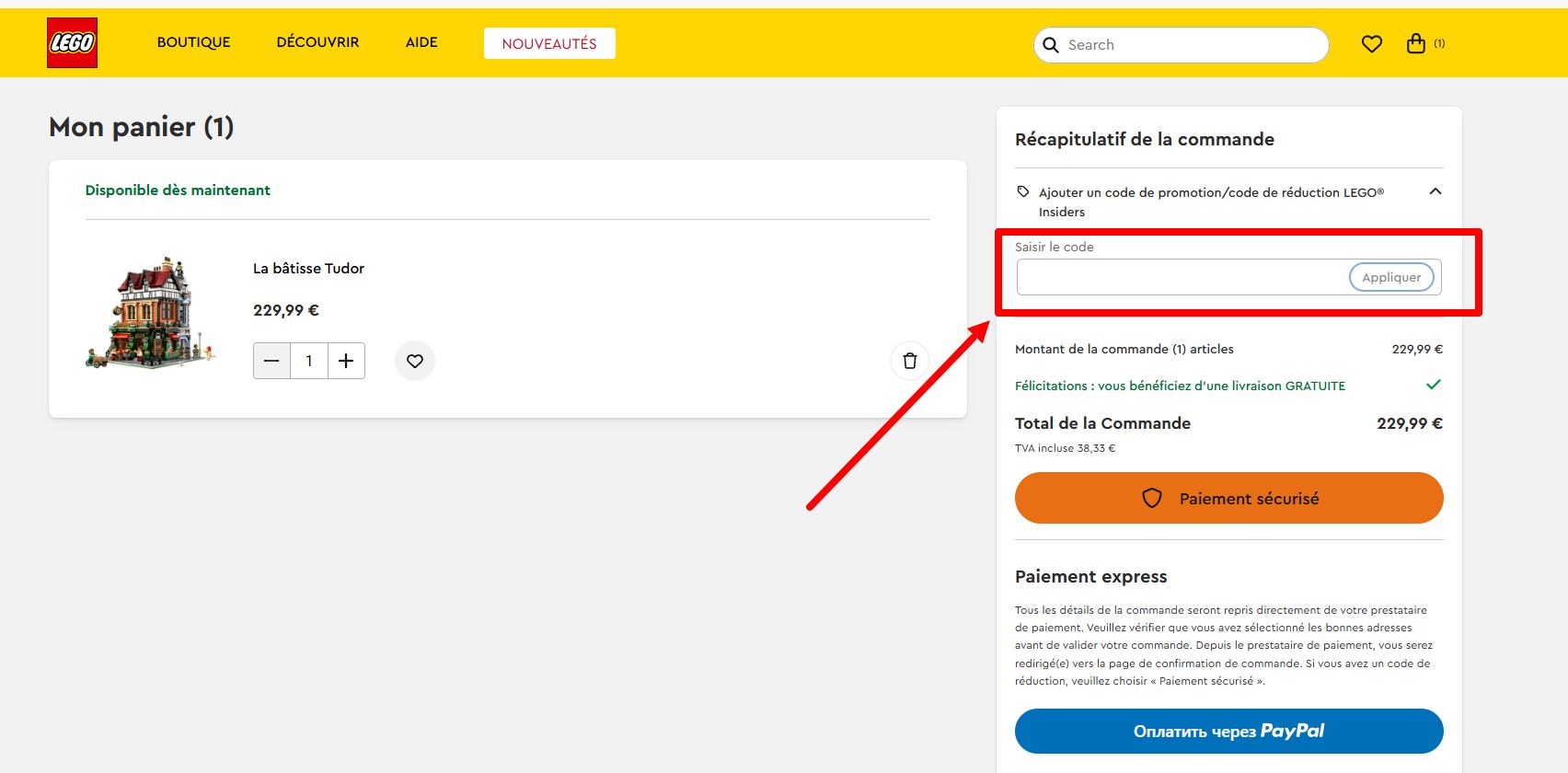 “Comment activer un code promo LEGO”
