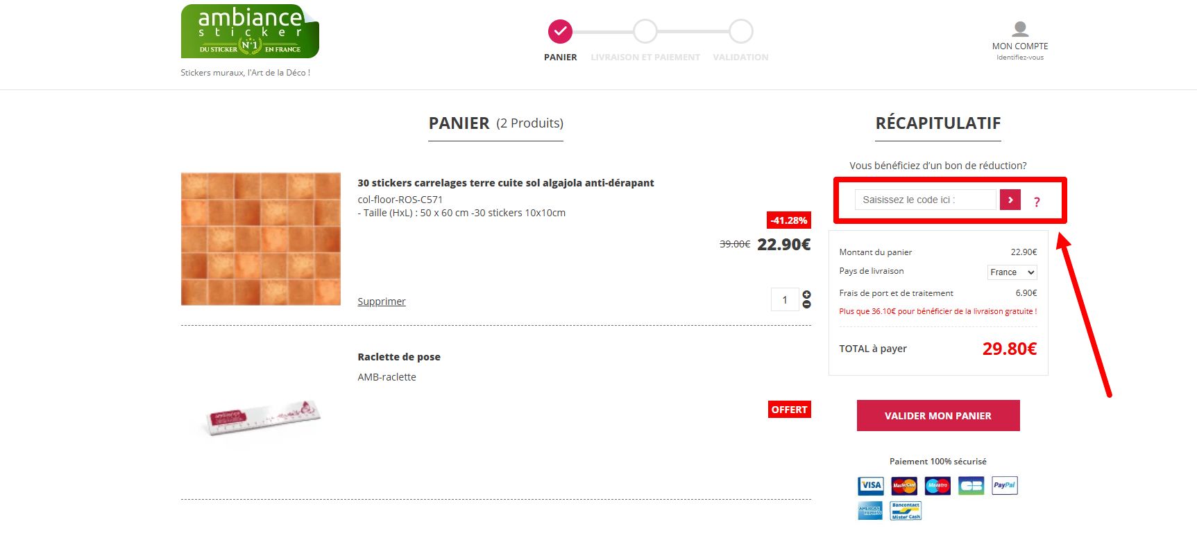 “Comment activer un code promo Ambiance Sticker”