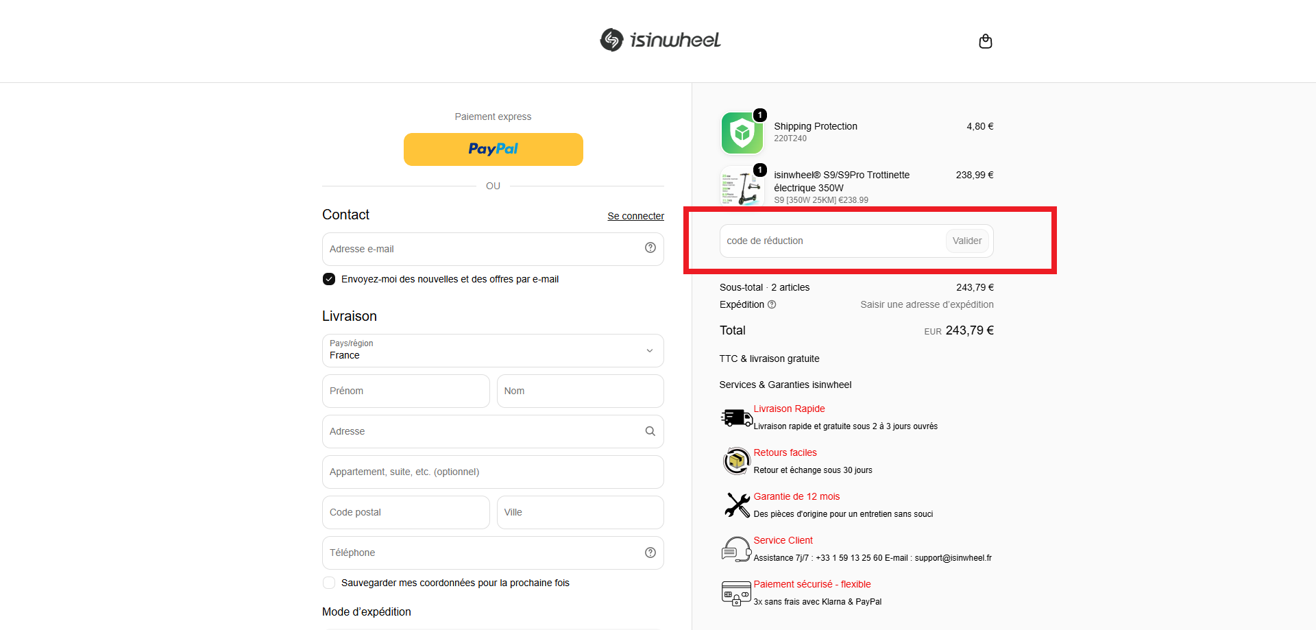 code promo isinwheel