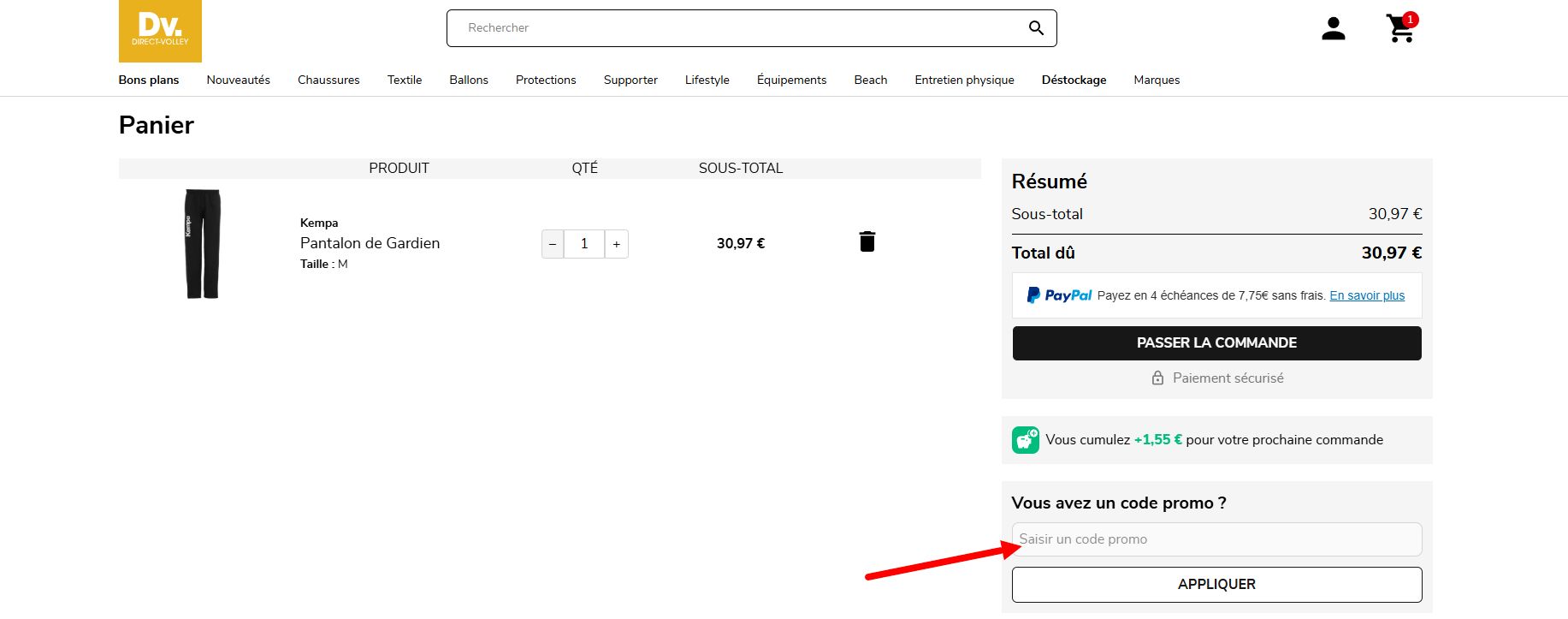 “Comment activer un code promo Direct-Volley”