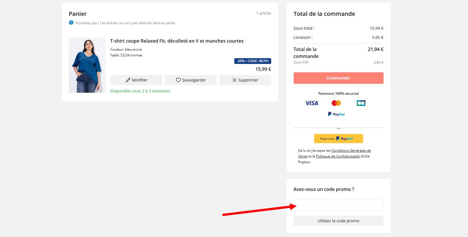“Comment activer un code promo Ulla Popken”