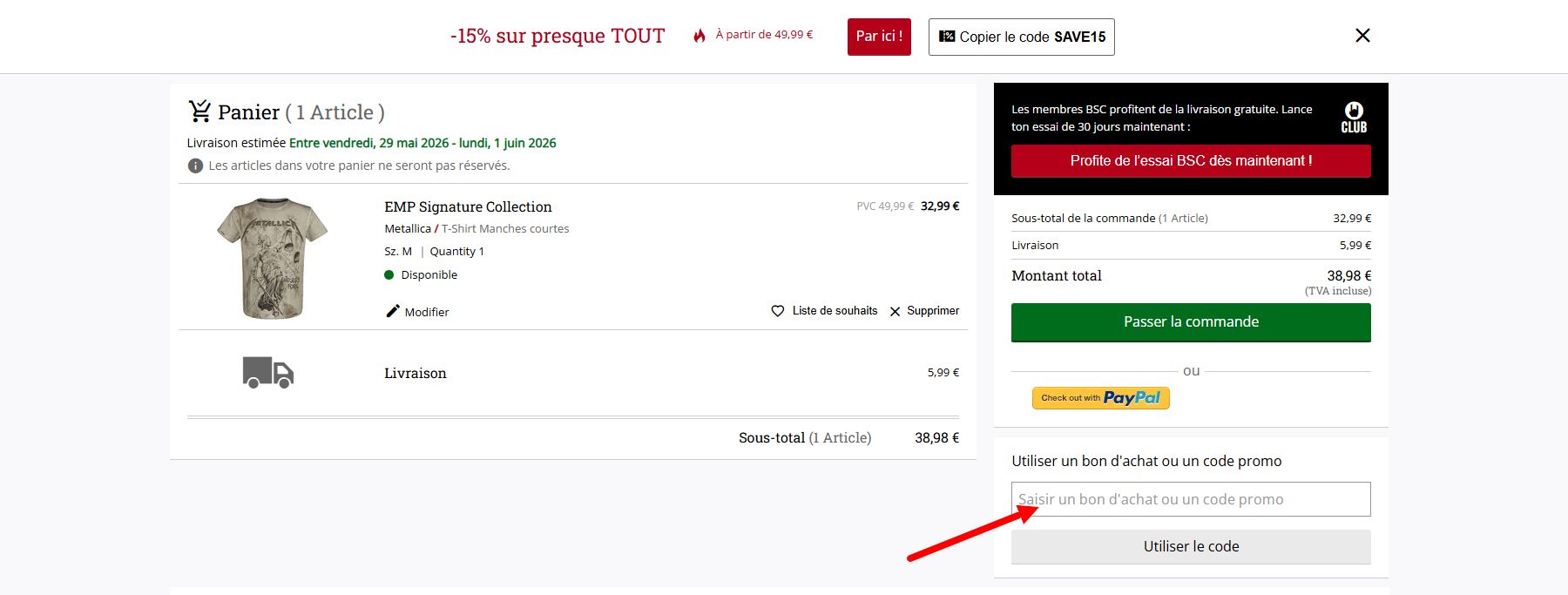 “Comment activer un code promo EMP”