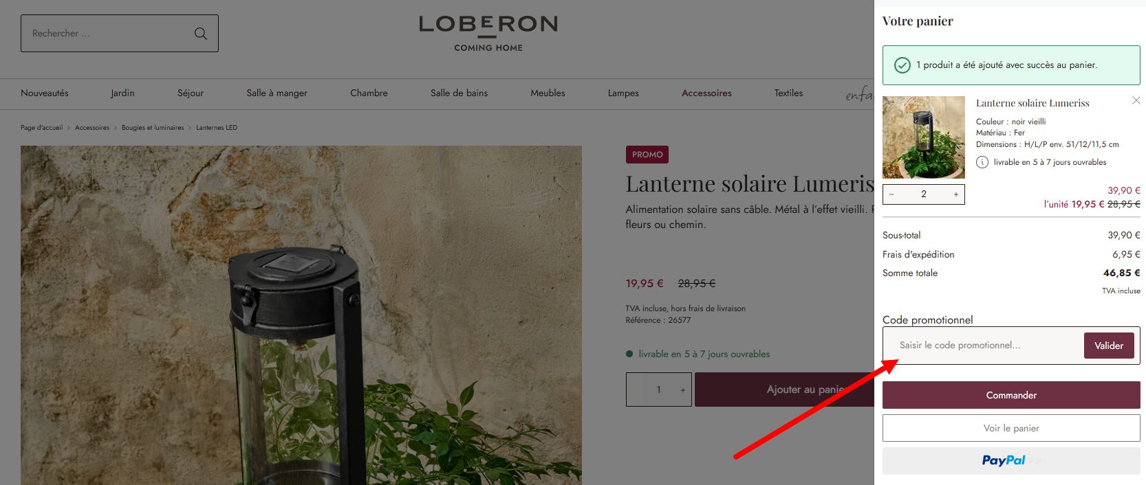 “Comment activer un code promo Loberon”