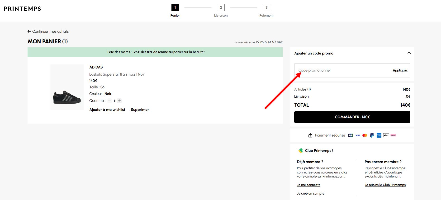 “Comment activer un code promo Printemps”