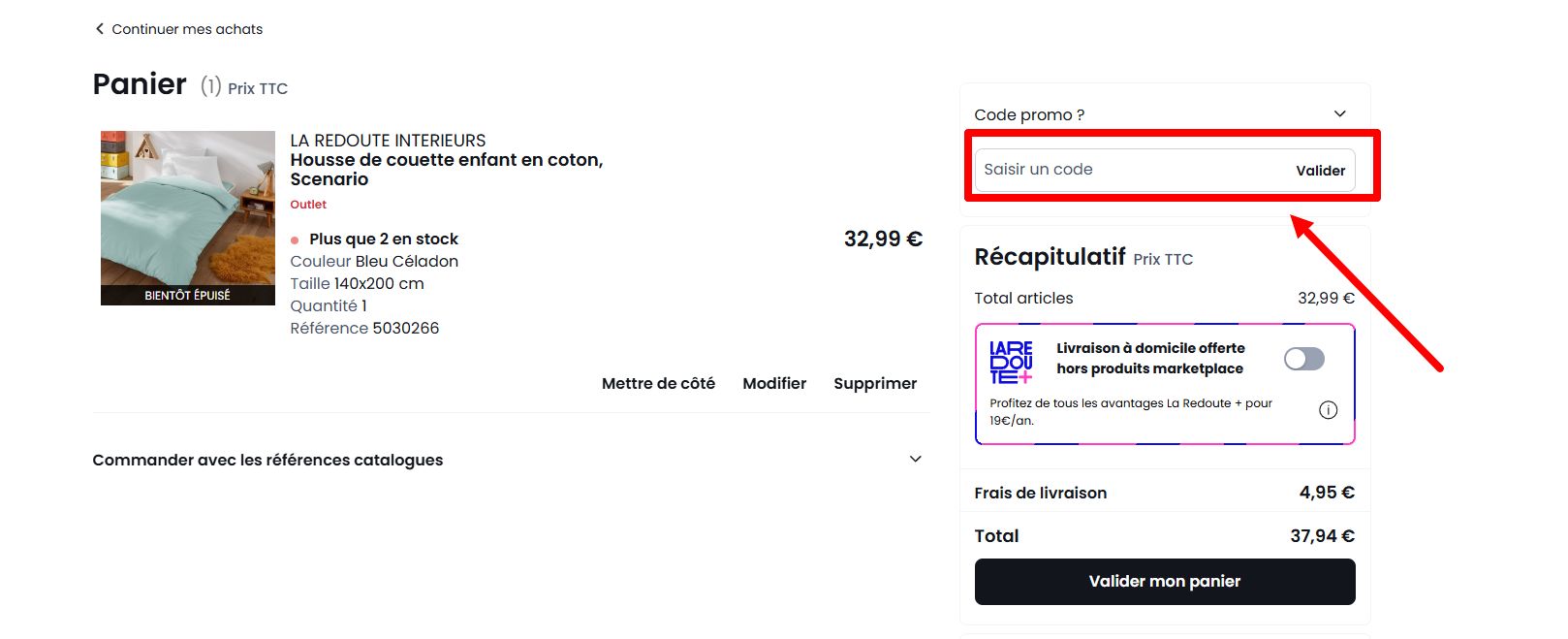 “Comment activer un code promo La Redoute”