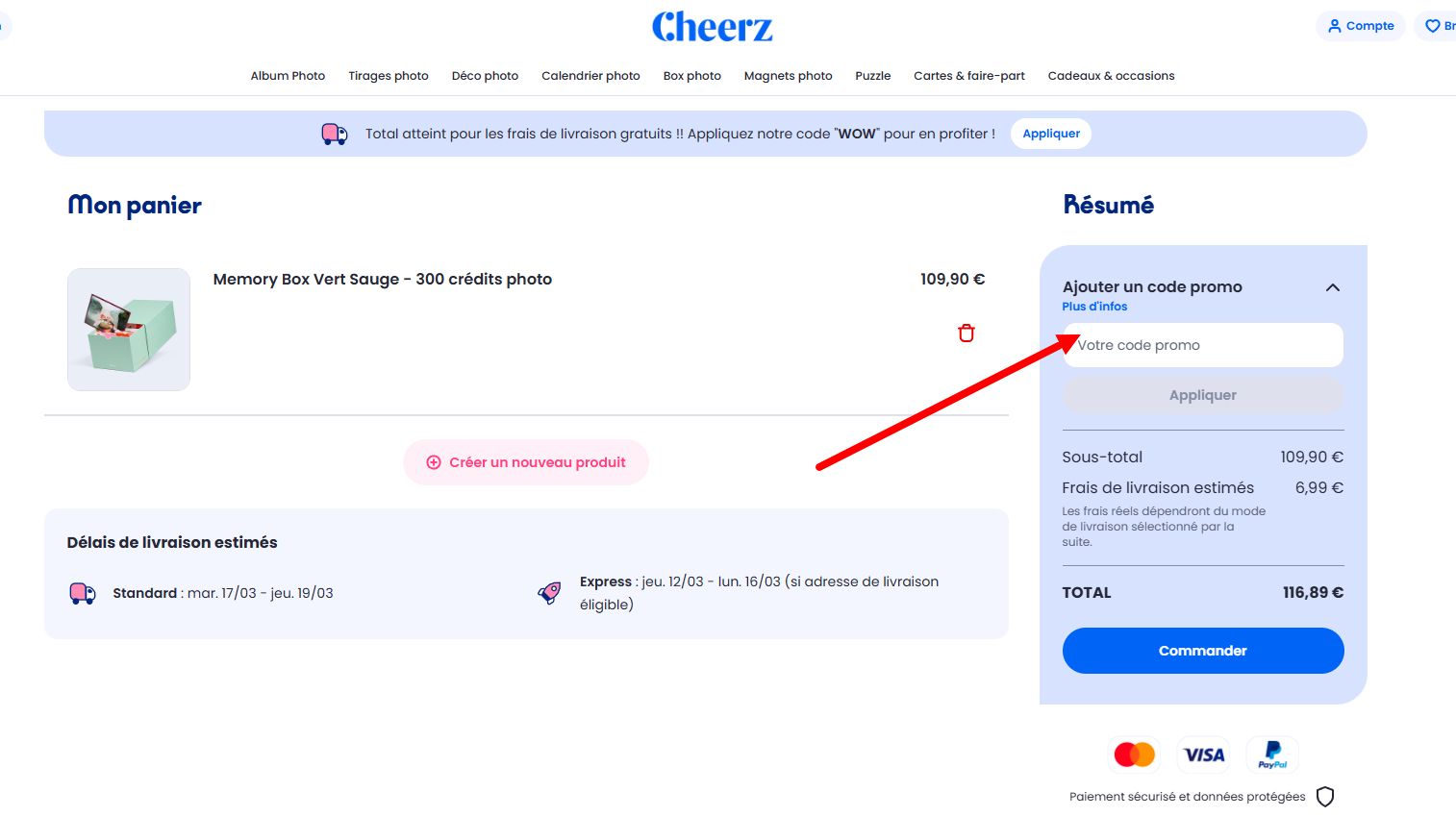 “Comment activer un code promo Cheerz”