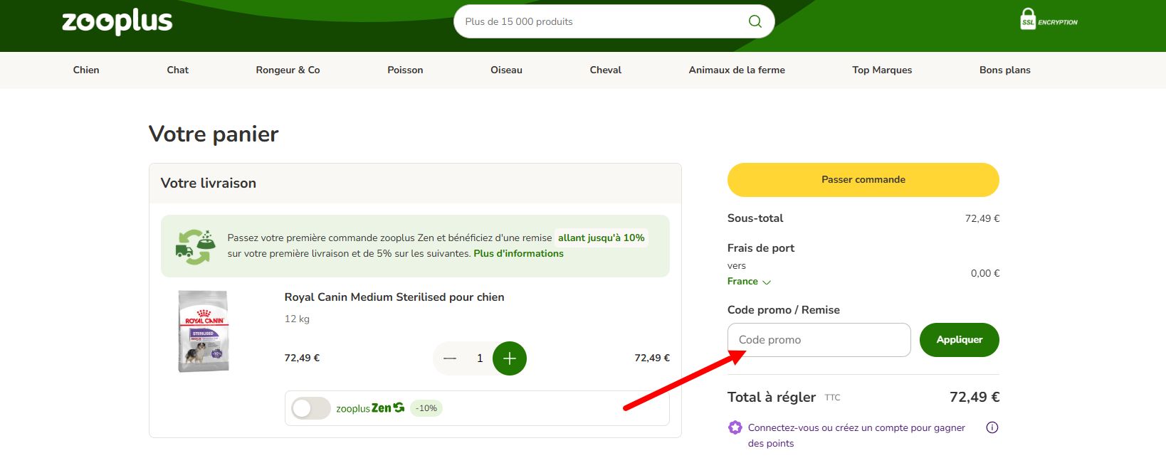 “Comment activer un code promo Zooplus”