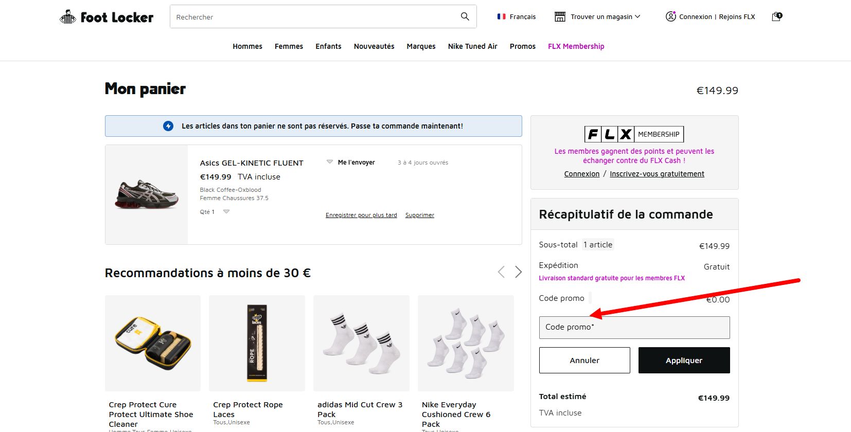 “Comment activer un code promo Foot Locker”