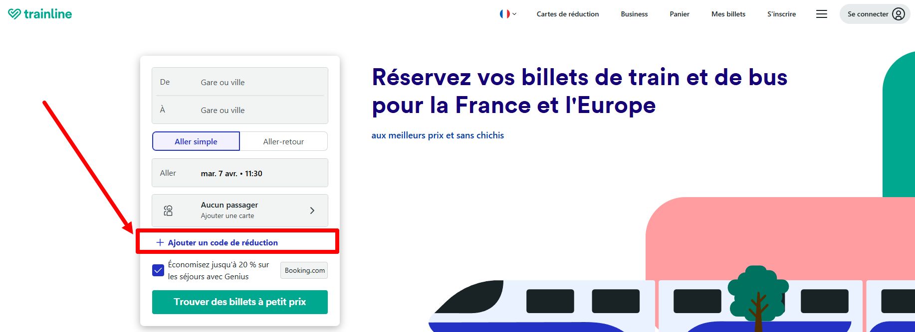 comment activer un code promo Trainline