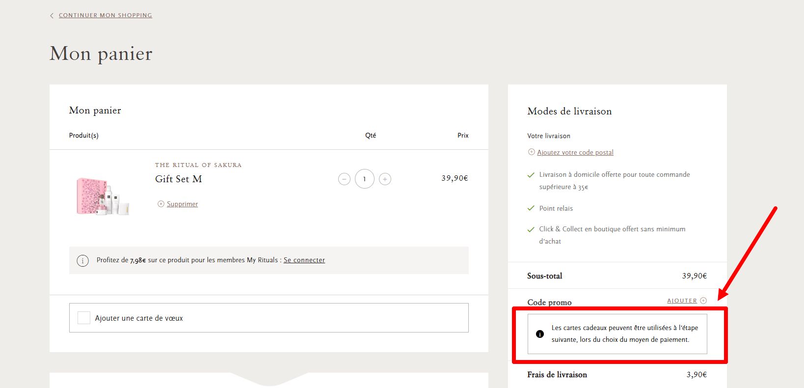 comment activer un code promo Rituals