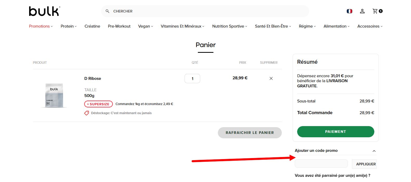 “Comment activer un code promo Bulk”