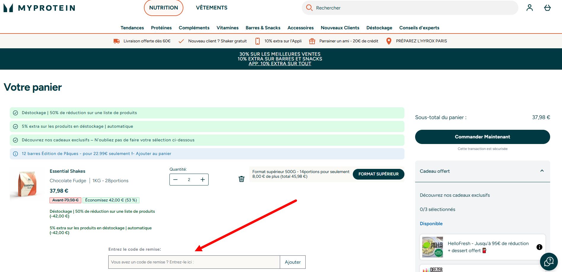 “Comment activer un code promo Myprotein”