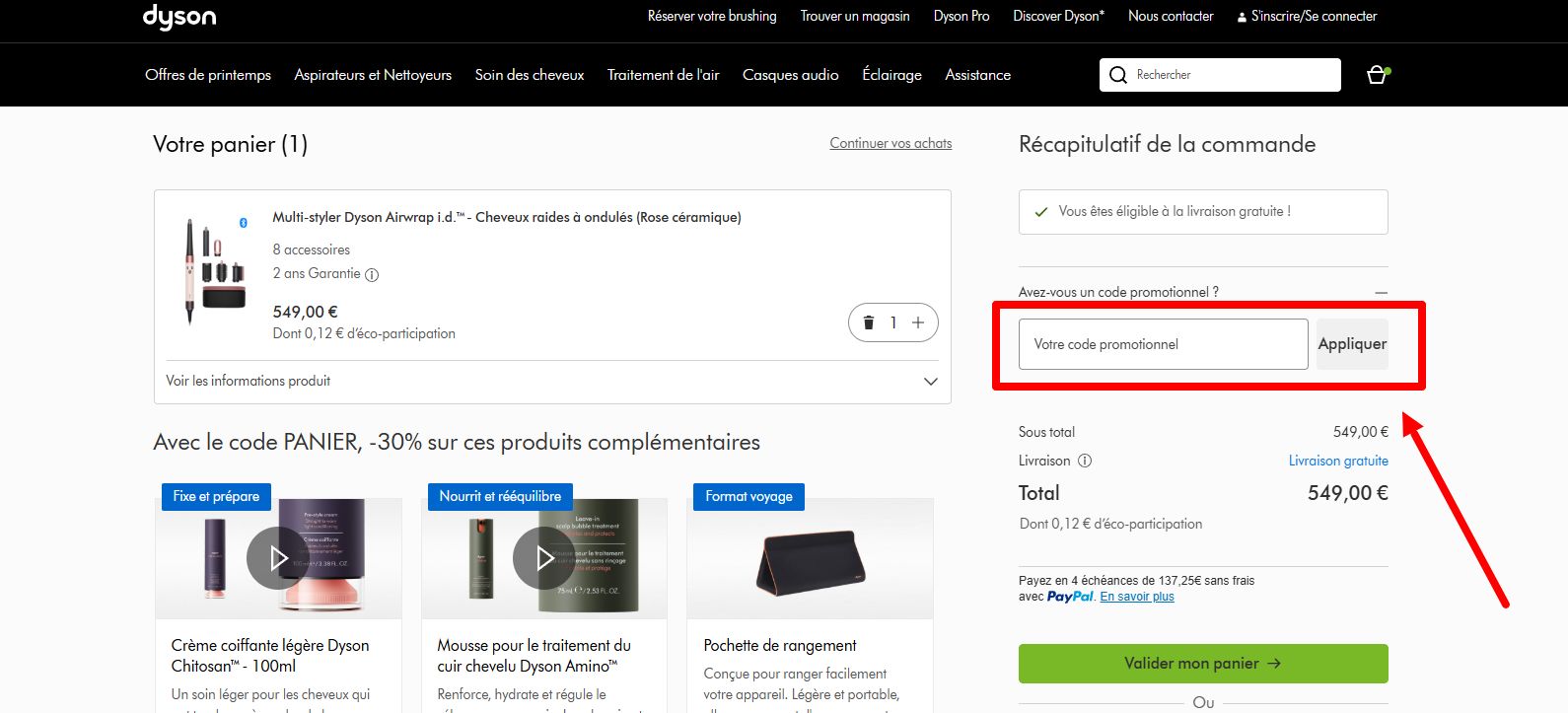 “Comment activer un code promo Dyson”