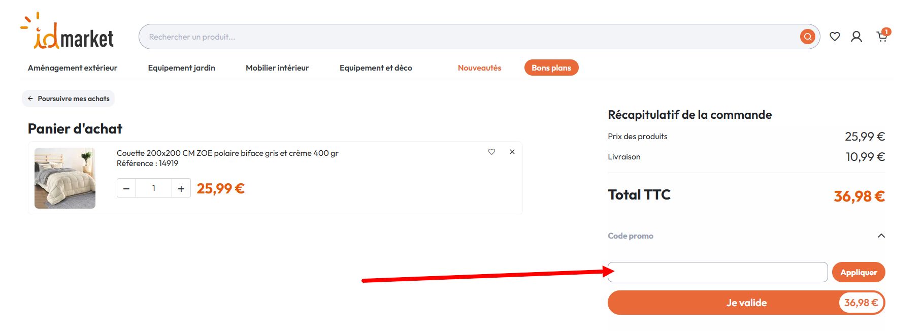 “Comment activer un code promo IDMarket”