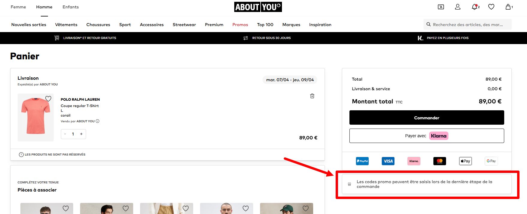 “comment activer un code promo About You”