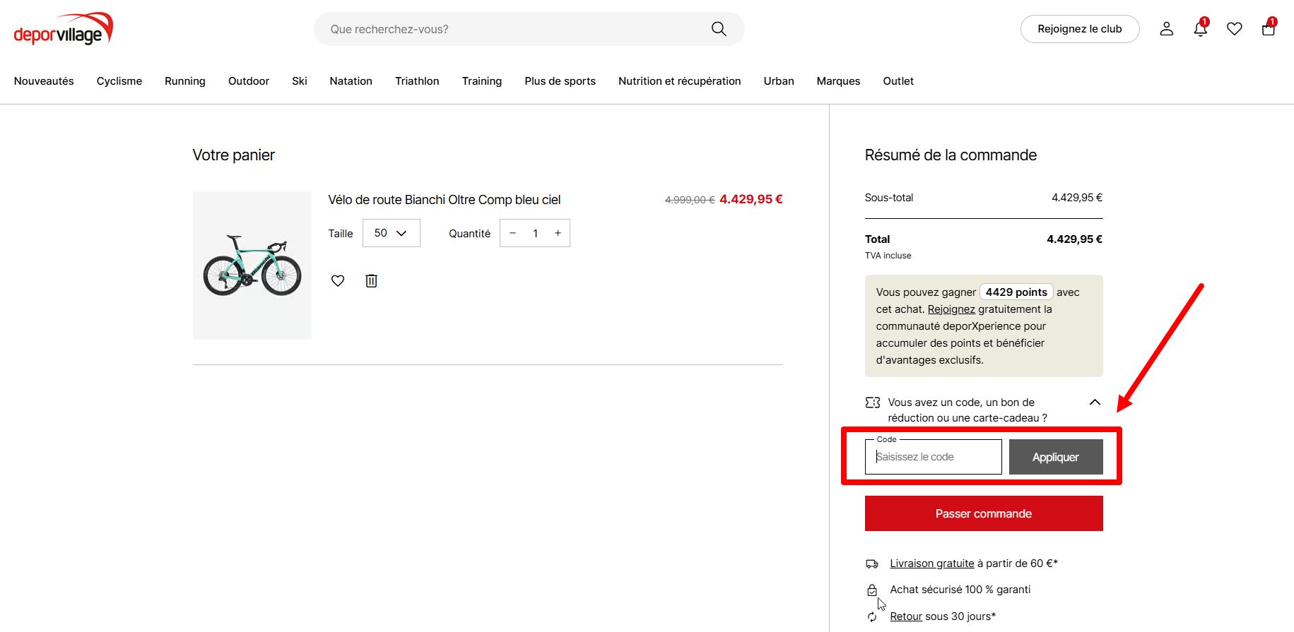 “Comment activer un code promo Deporvillage”