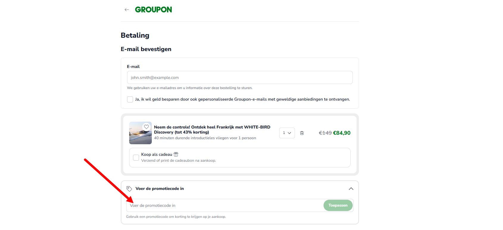comment activer un code promo Groupon