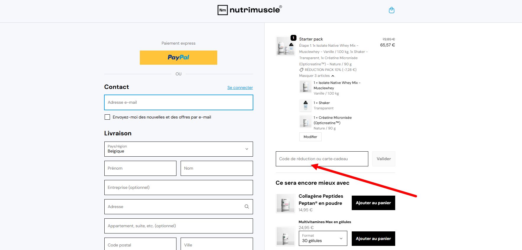 “Comment activer un code promo Nutrimuscle”