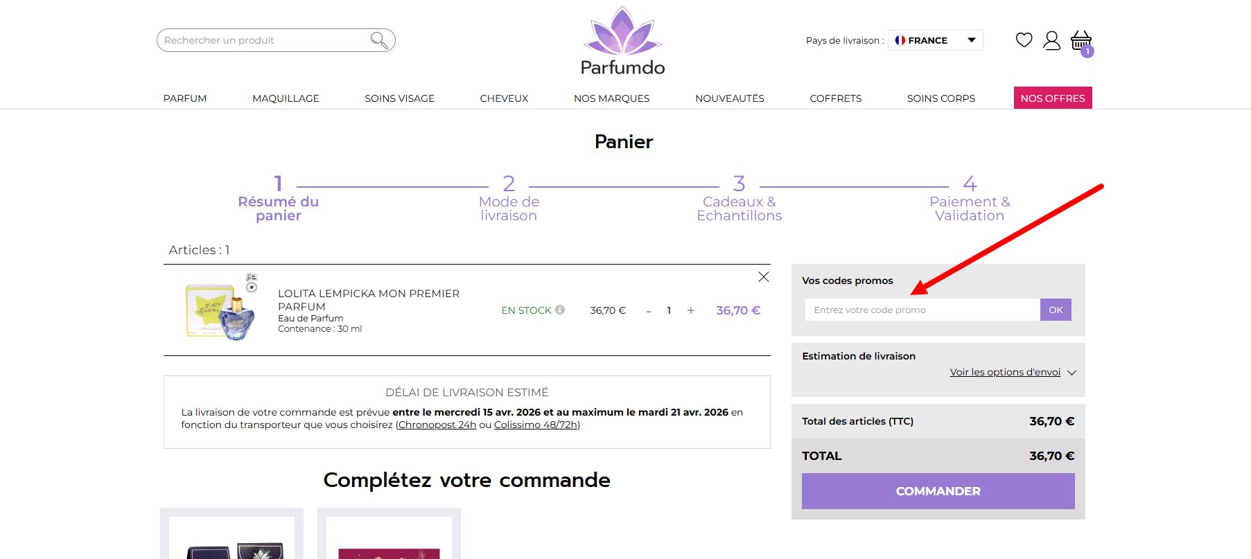 “Comment activer un code promo Parfumdo”