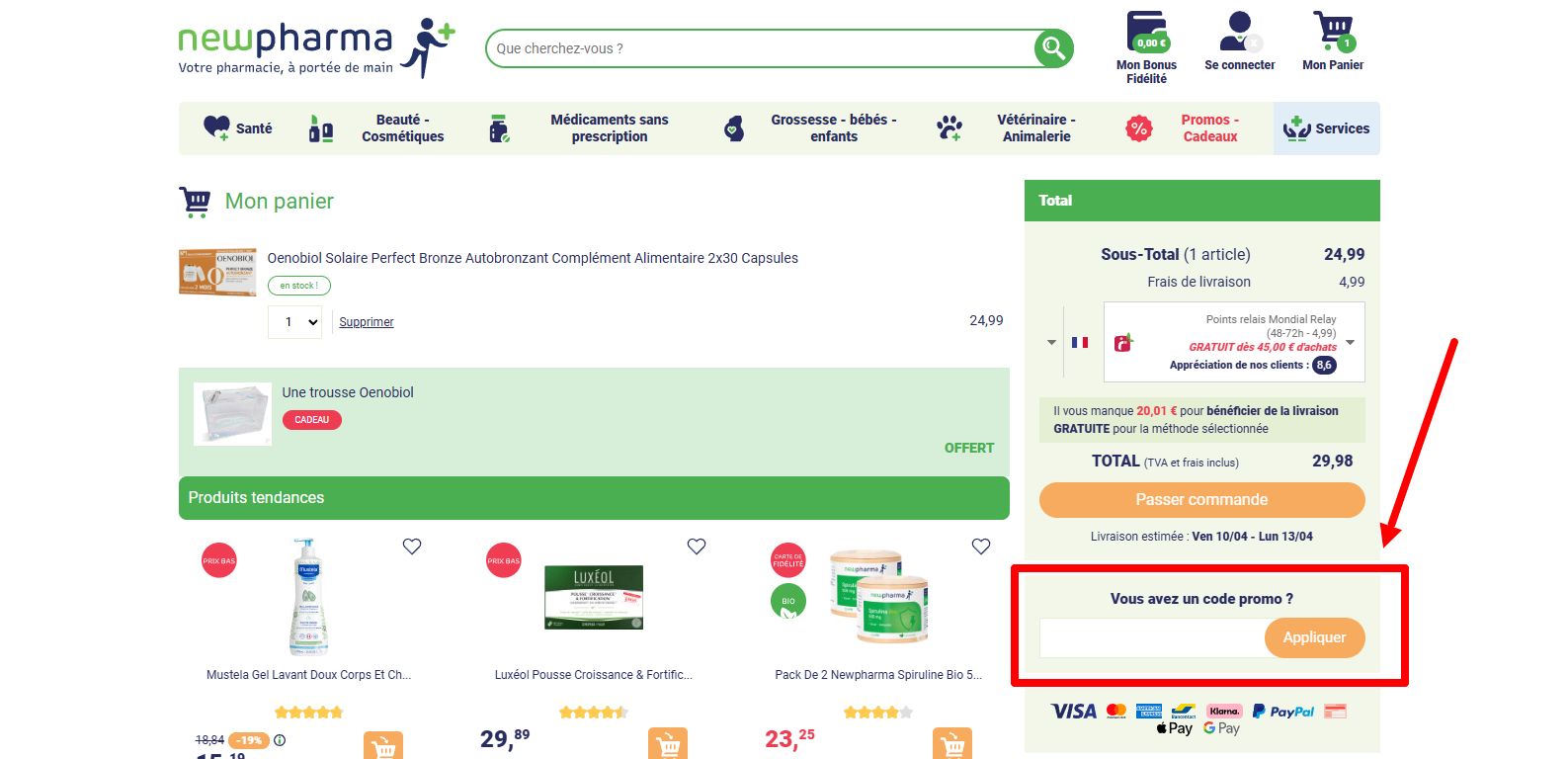 “Comment activer un code promo Newpharma”