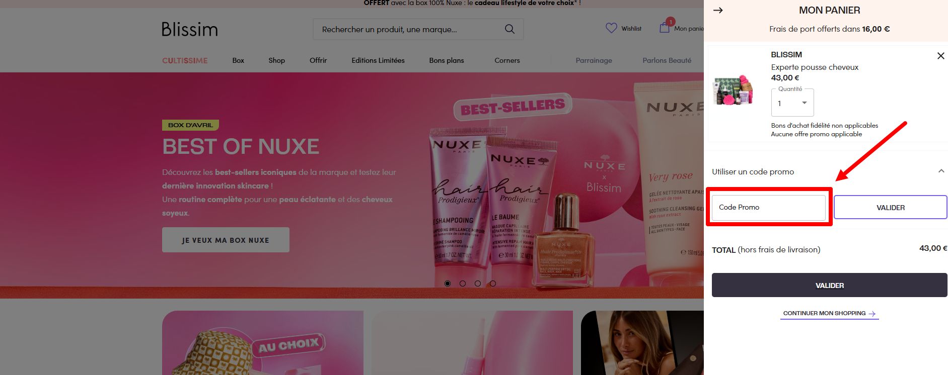 “Comment activer un code promo Blissim”