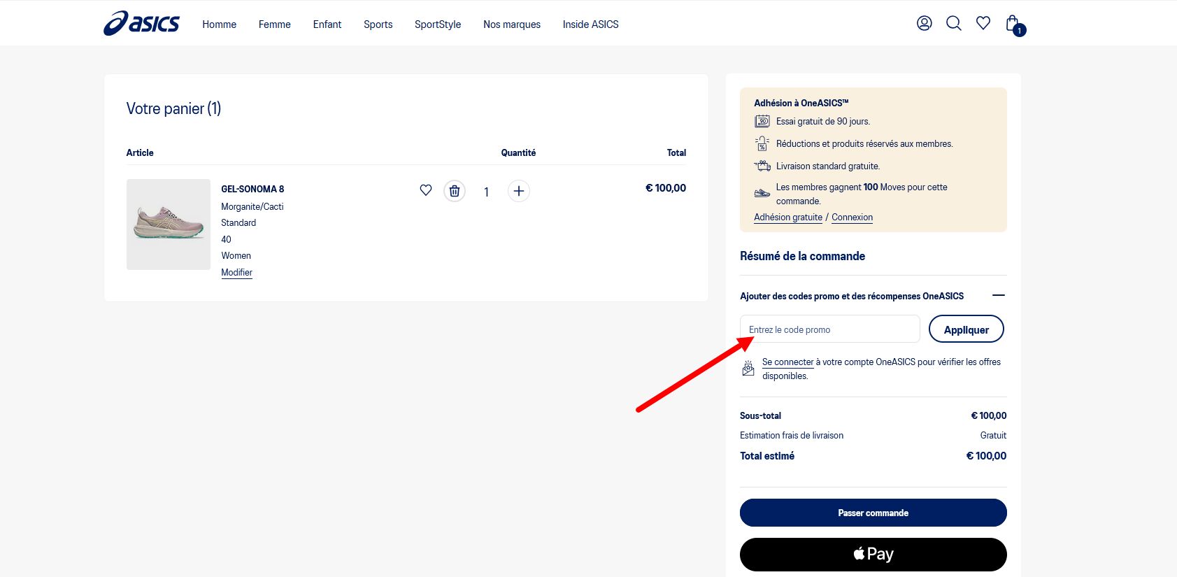 “Comment activer un code promo ASICS”