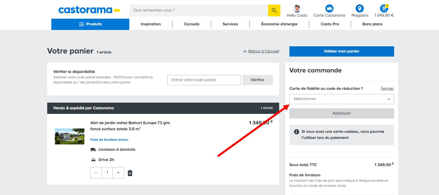 comment activer un code promo Castorama