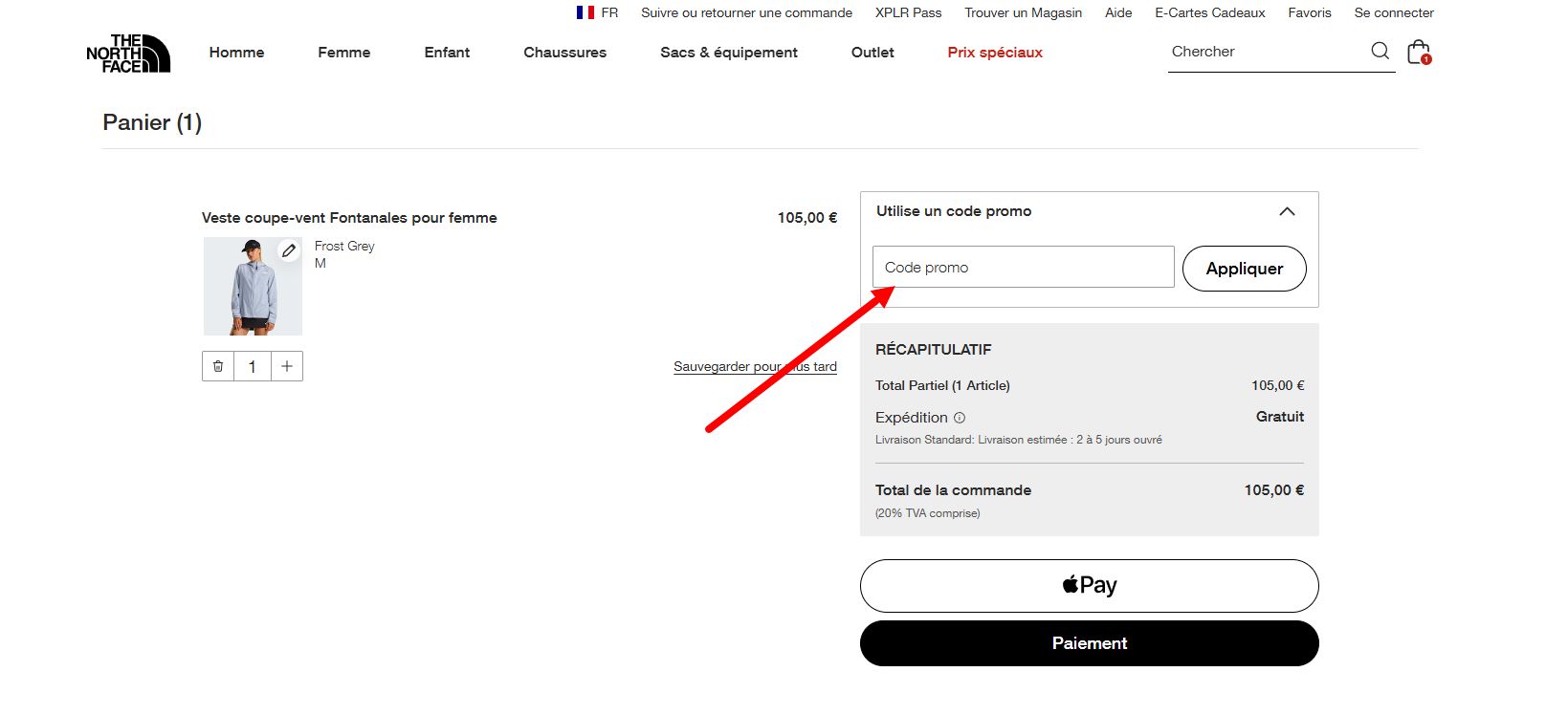 “Comment activer un code promo The North Face”
