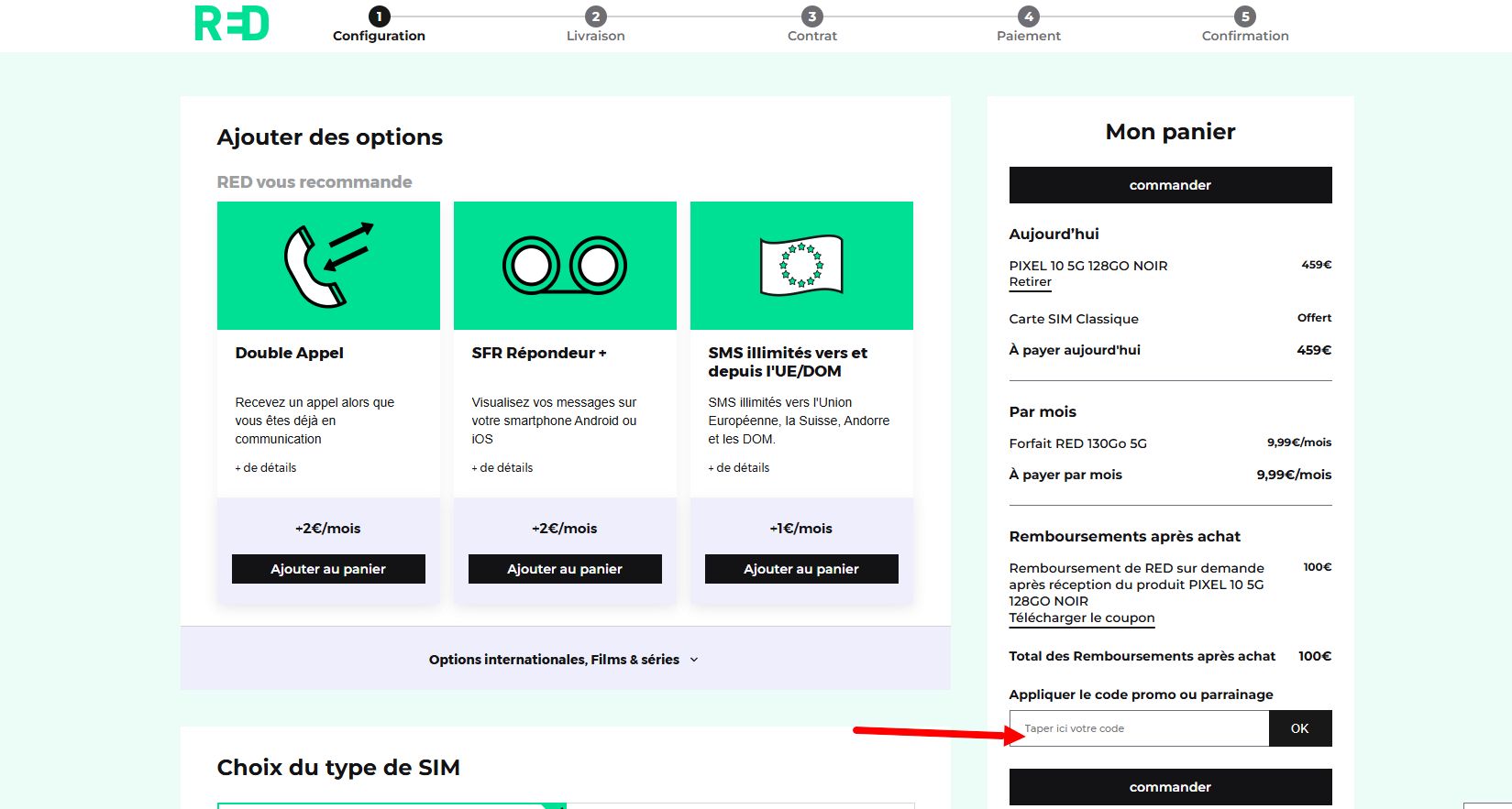 comment activer un code promo RED by SFR