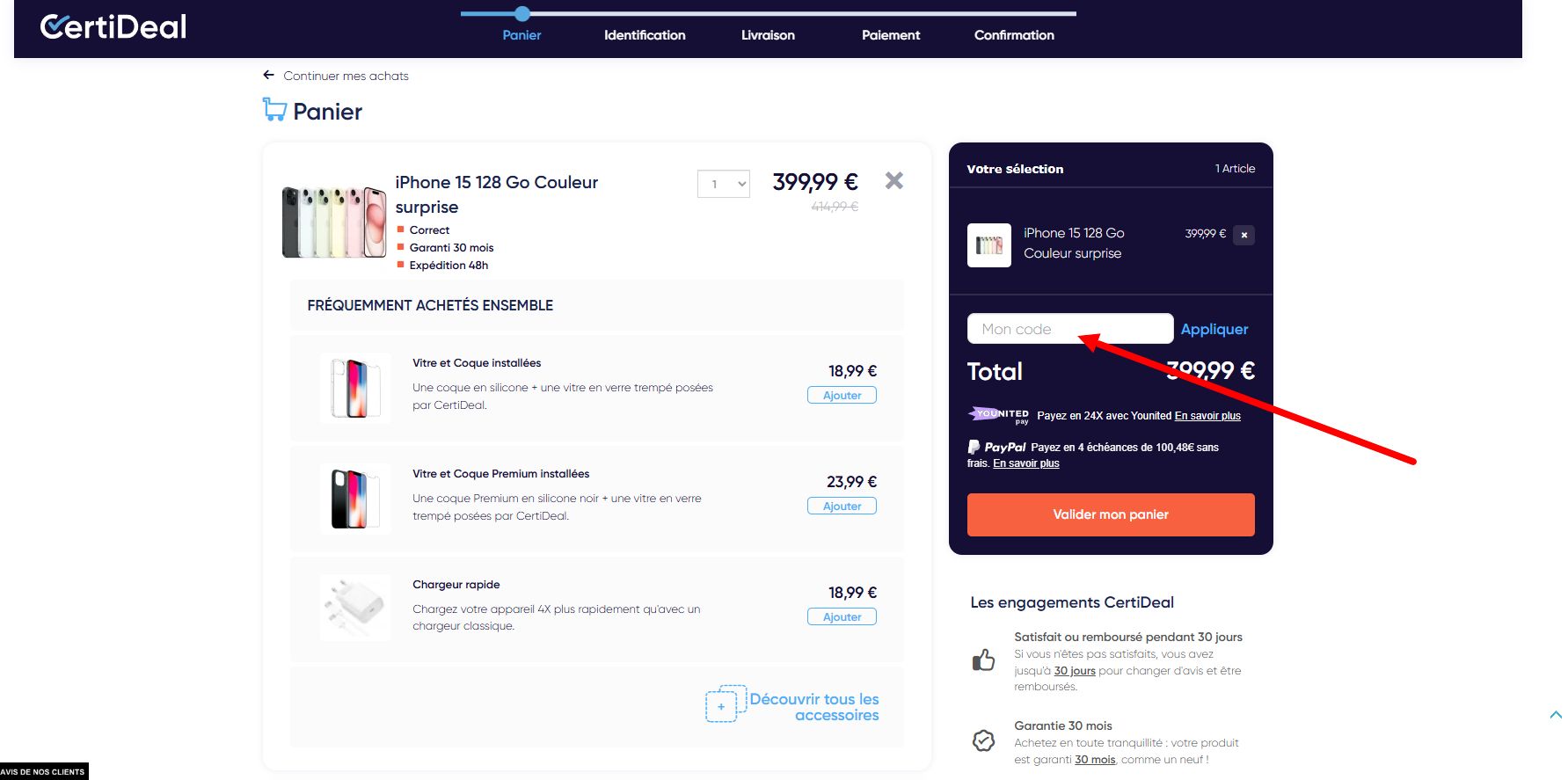 “Comment activer un code promo CertiDeal”