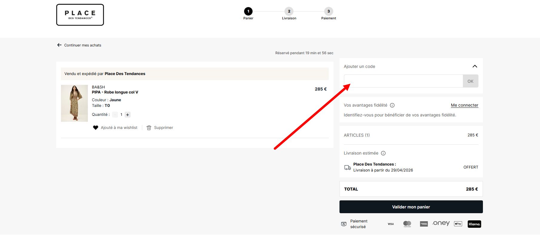 “Comment activer un code promo Place des Tendances”