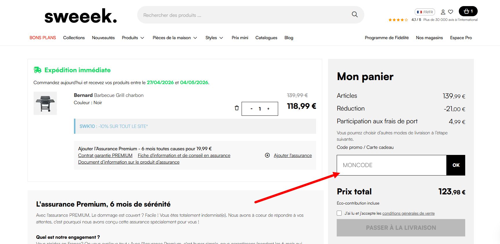 “Comment activer un code promo Sweeek”