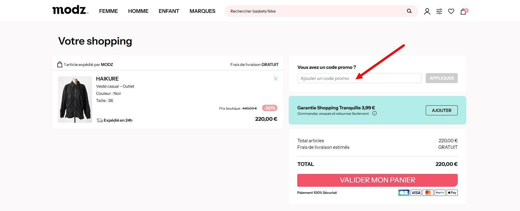 “Comment activer un code promo Modz”