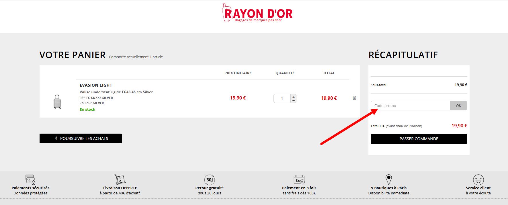 “Comment activer un code promo Rayon d’or”