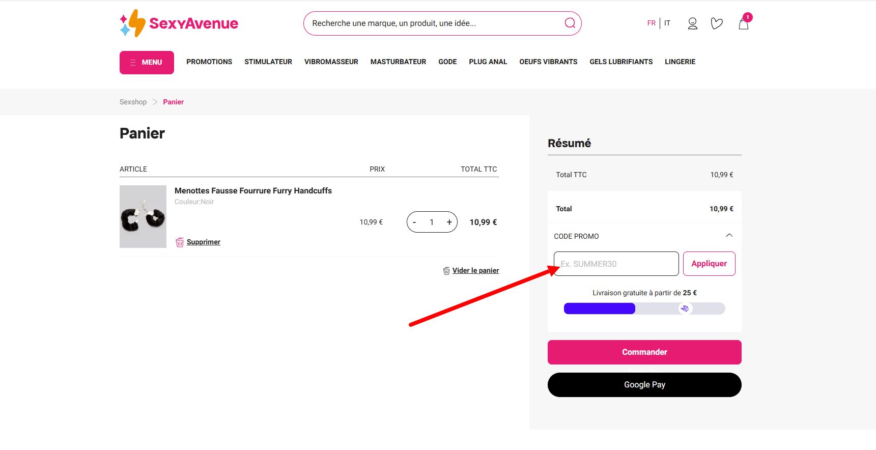 “Comment activer un code promo SexyAvenue”