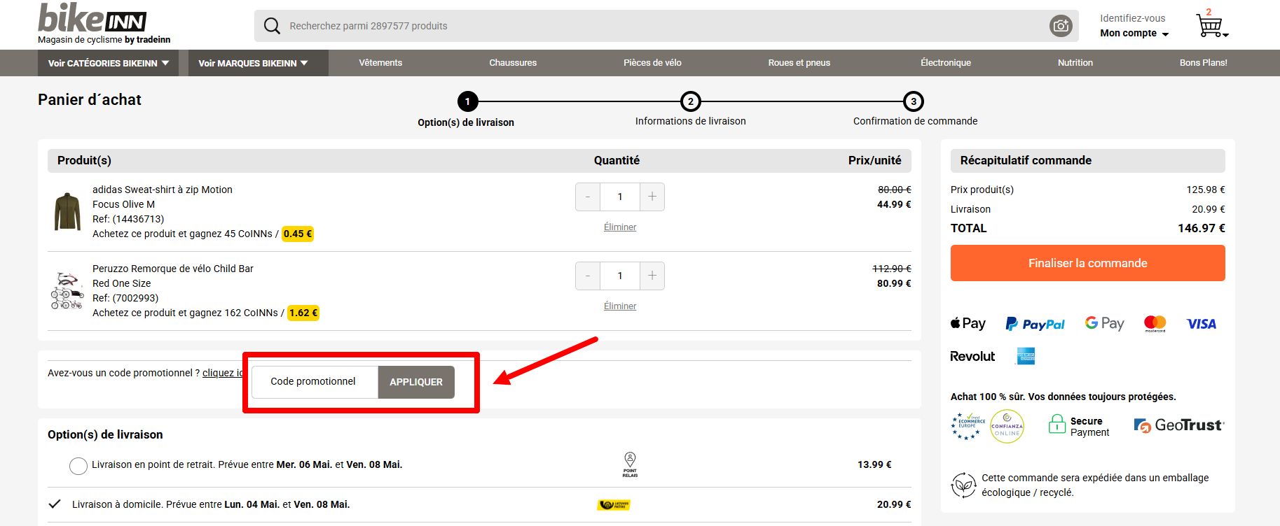 “Comment activer un code promo Bikeinn”