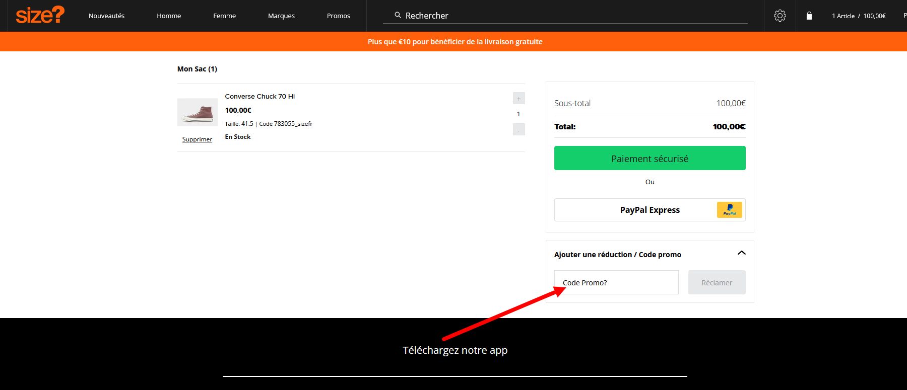 “Comment activer un code promo Size?”