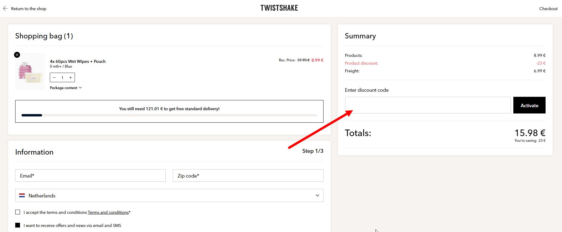 “Comment activer un code promo Twistshake”