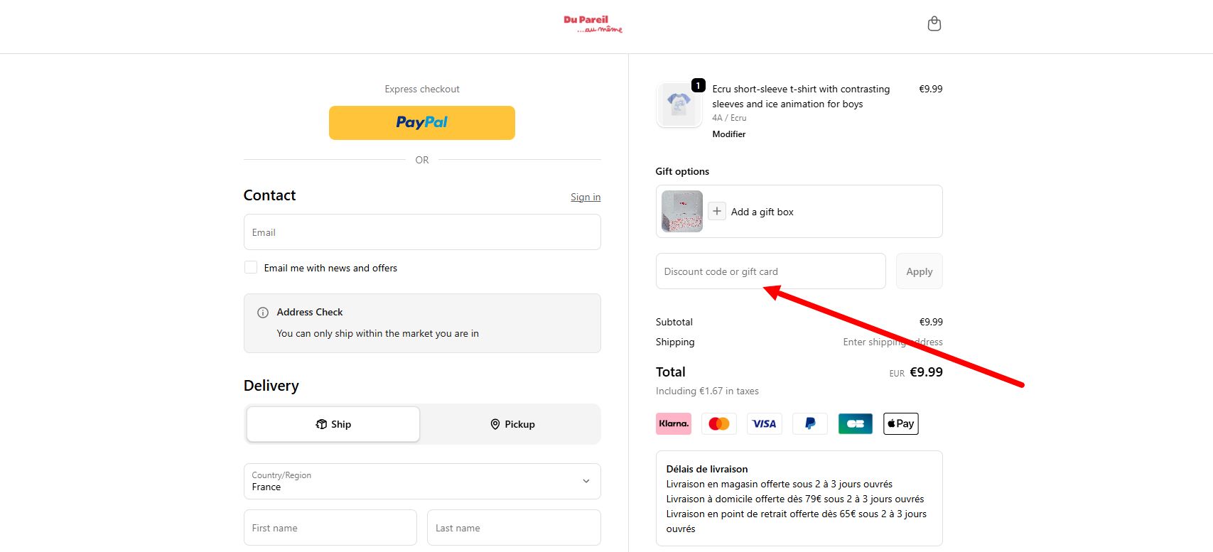 “Comment activer un code promo Du Pareil au Même”