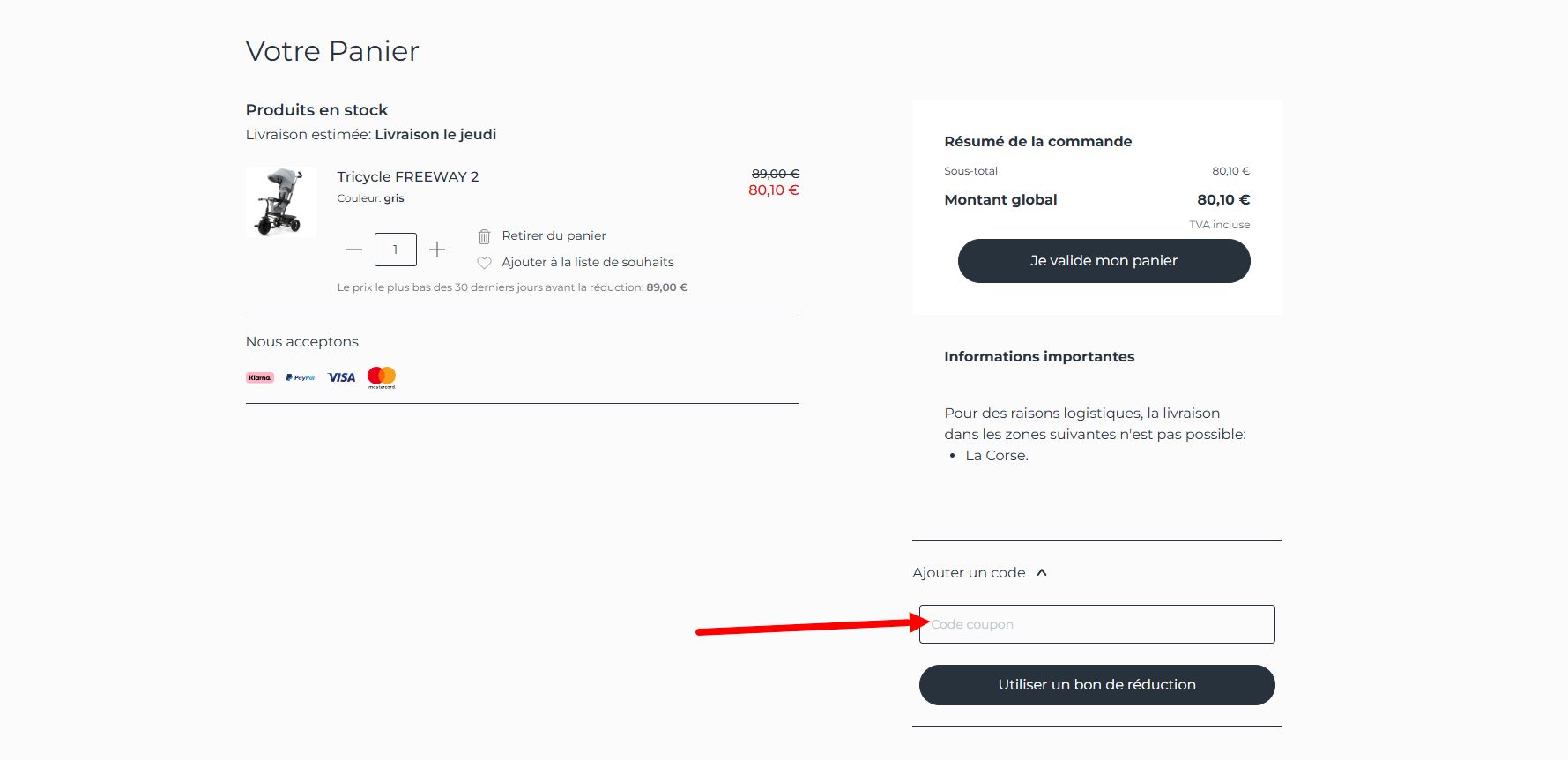 “Comment activer un code promo Kinderkraft”