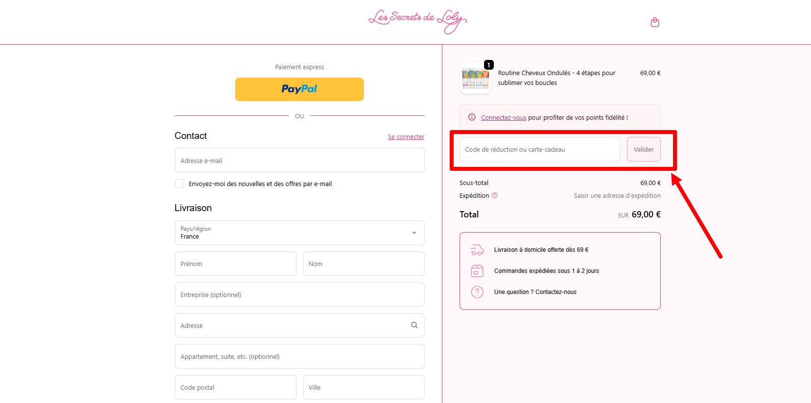 “Comment activer un code promo Les Secrets de Loly”