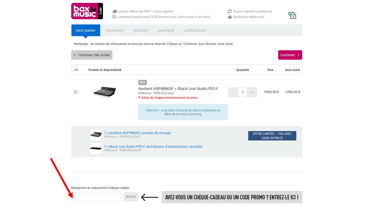 “Comment activer un code promo Bax-Music”