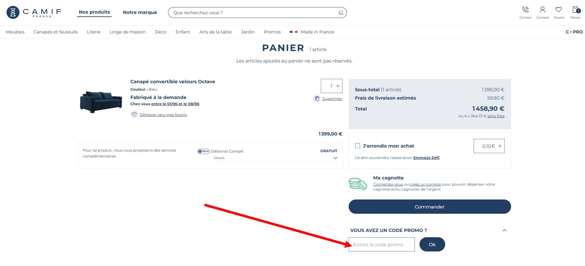 “Comment activer un code promo Camif”
