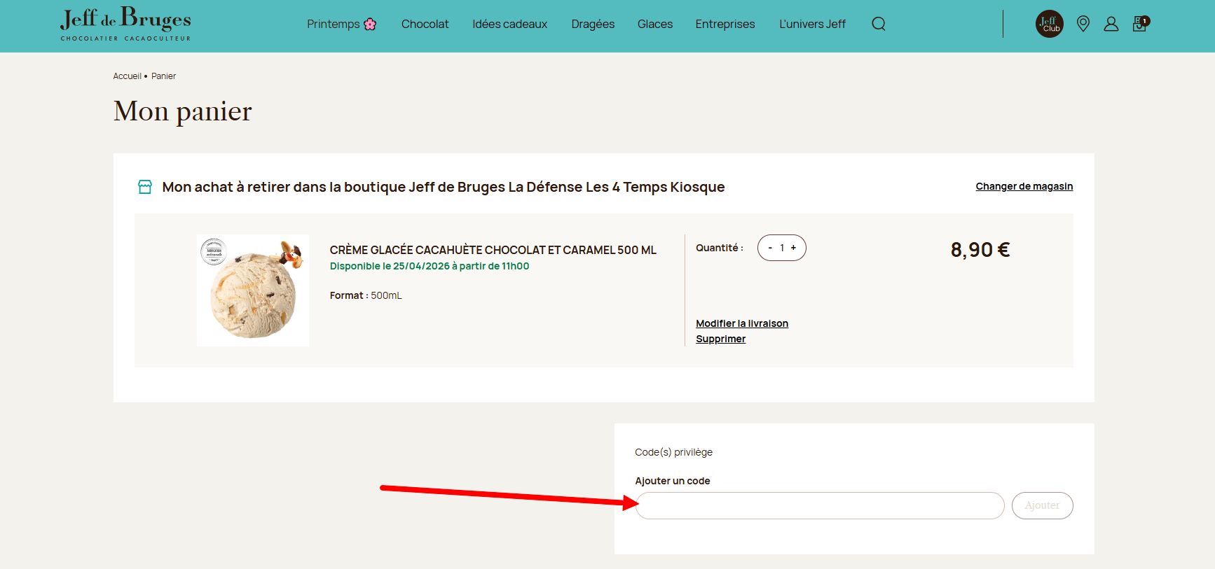 “Comment activer un code promo Jeff de Bruges”