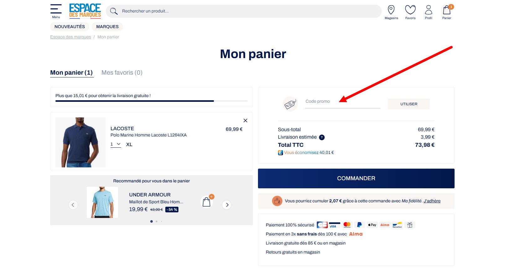 “Comment activer un code promo Espace des Marques”