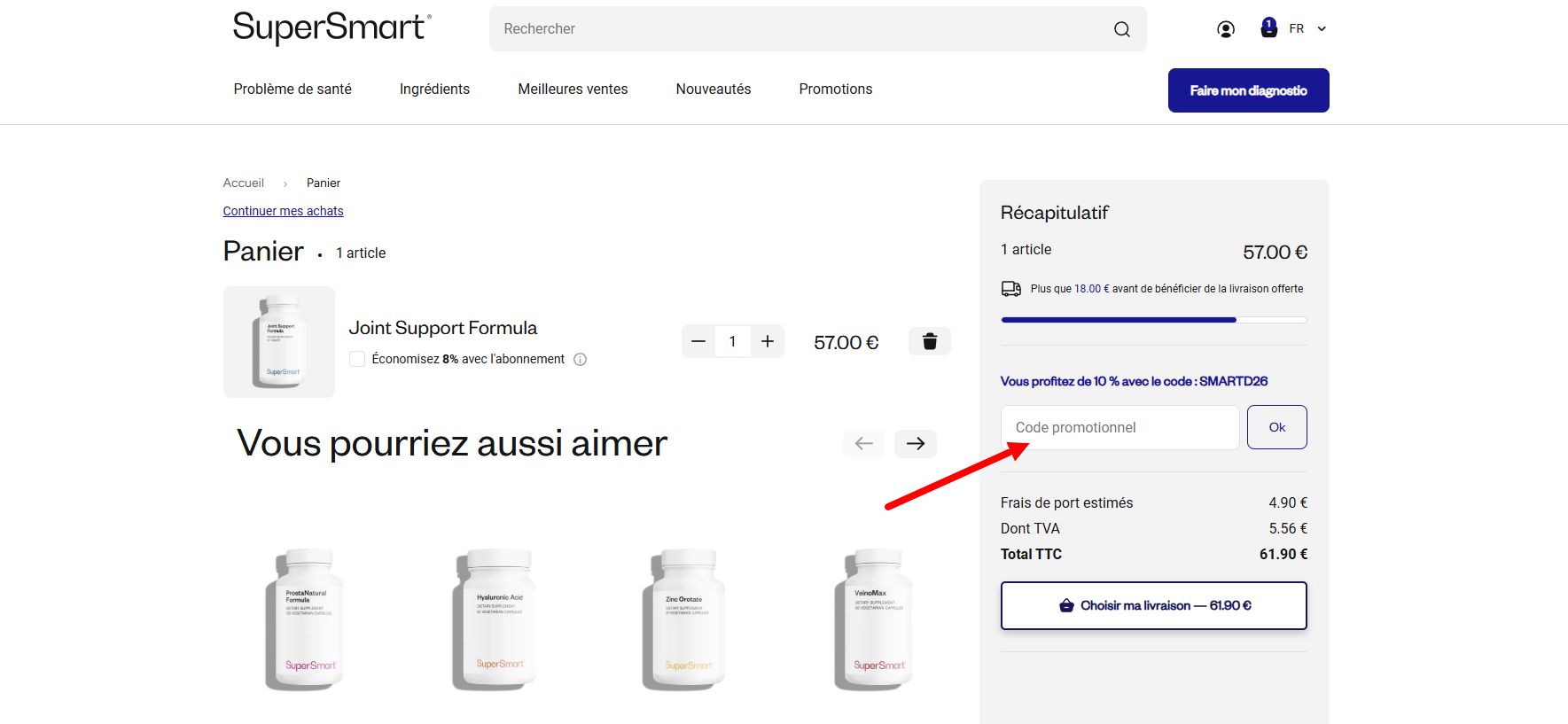 “Comment activer un code promo SuperSmart”