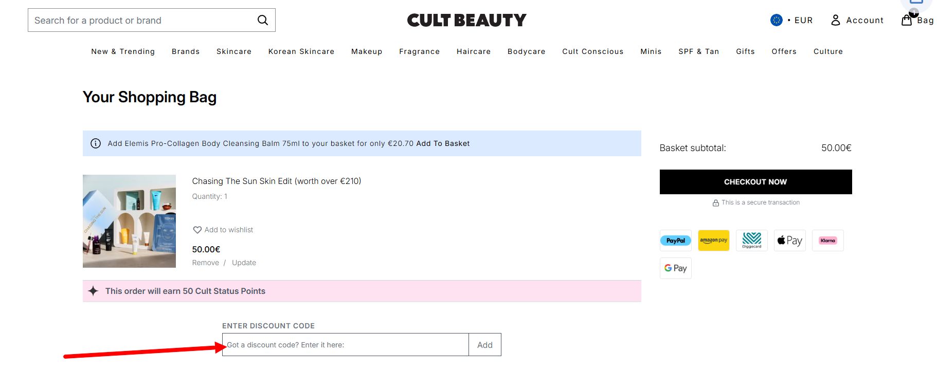 “Comment activer un code promo Cult Beauty”