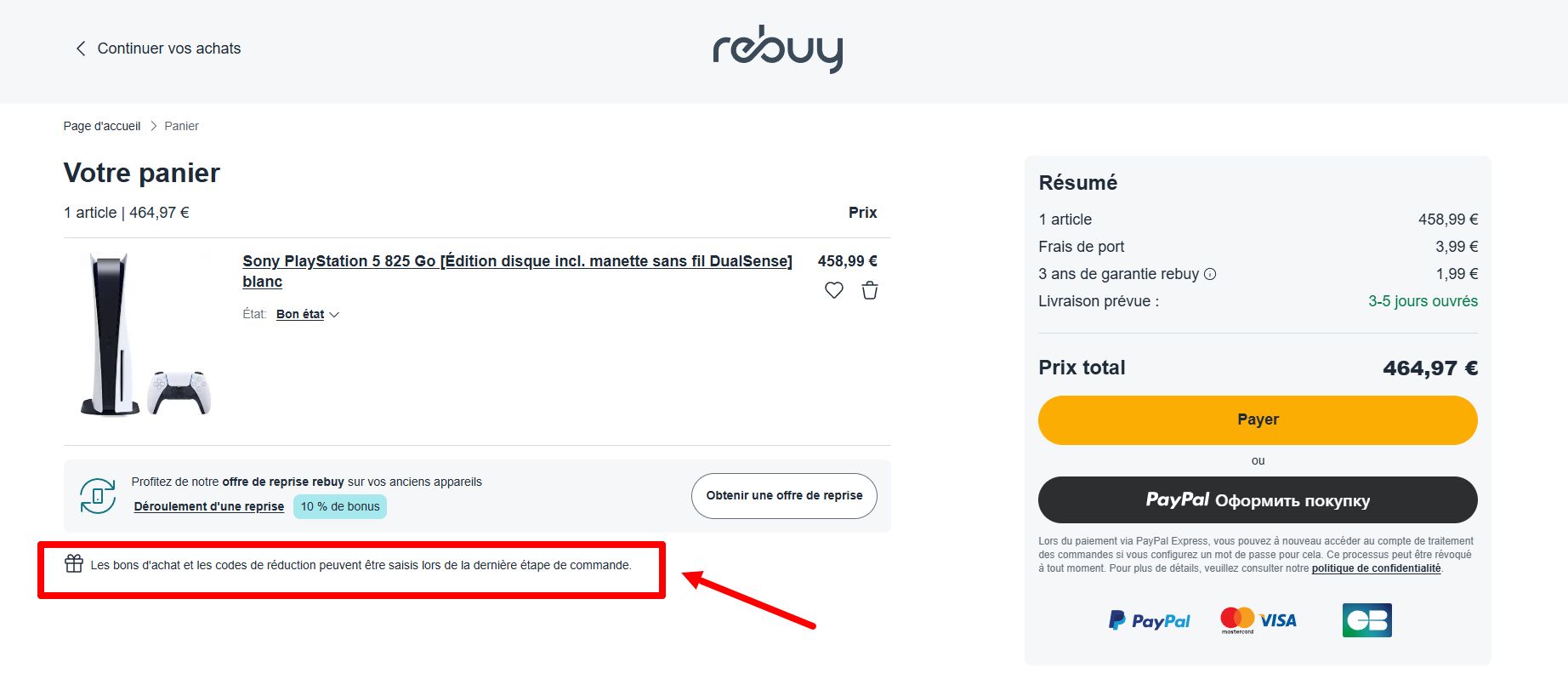 “comment activer un code promo reBuy”